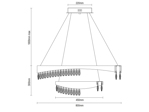 Wiszący kryształowy żyrandol AURORA 800+450 - V30078 13