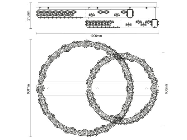 Kryształowy żyrandol sufitowy CLARIS 800+600 - V30009 9