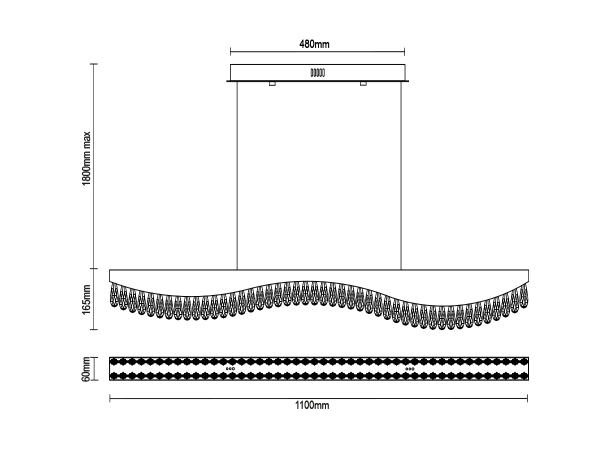 Wiszący kryształowy żyrandol AURORA 1100 - V30071 7
