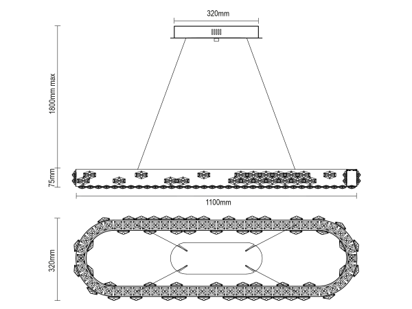CLARIS wiszący żyrandol kryształowy 600 - V30004 6
