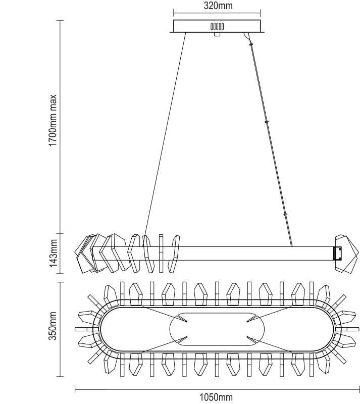 Wiszący kryształowy żyrandol PIKASO 1050 - V30021 15