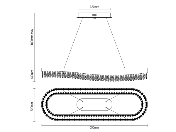 Wiszący kryształowy żyrandol AURORA 1050 - V30072 7