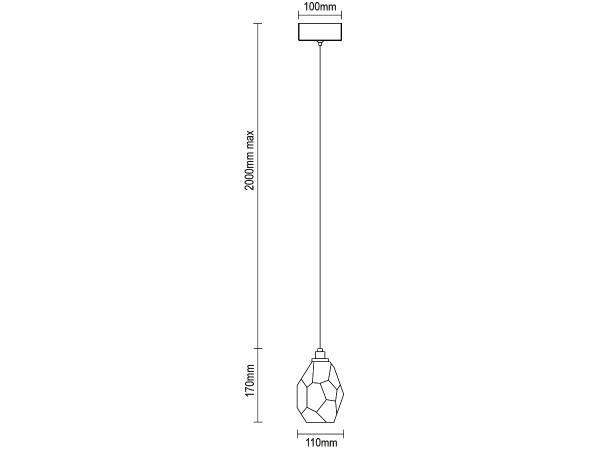 DIAMOR SMOKE kryształowa lampa wisząca - V30053 6