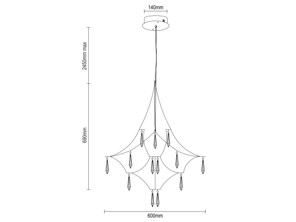 JOYA wiszący żyrandol kryształowy 600 – V40073 8